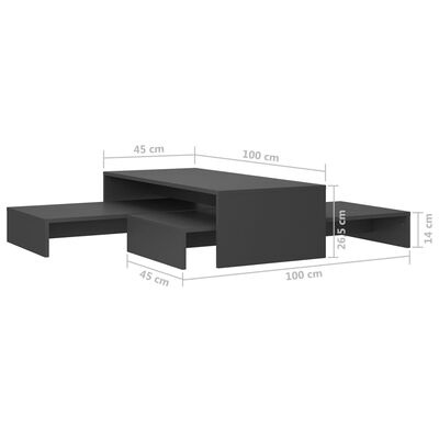 vidaXL sofabordssæt 100x100x26,5 cm konstrueret træ grå