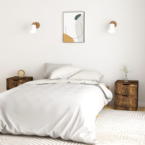 vidaXL sengeborde 2 stk. 40x40x50 cm konstrueret tr&aelig; r&oslash;get egetr&aelig;