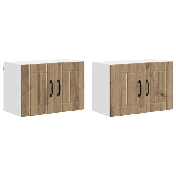 vidaXL K&oslash;kkenv&aelig;gskabe V&aelig;gmonteret 2 pcs Artisan Egetr&aelig; 60 x 31 x 40 cm