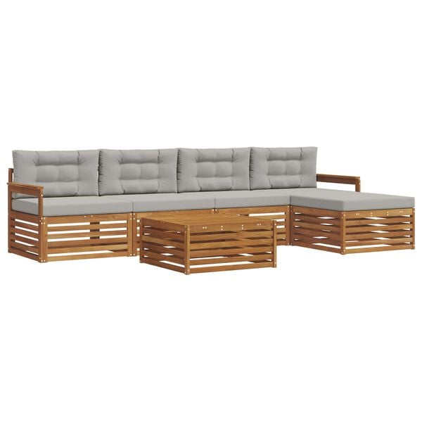 vidaXL Udend&oslash;rs sofagruppe med pude 6 pcs Naturlig og Lys Gr&aring;