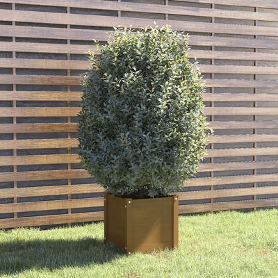 vidaXL plantekasse 40x40x40 cm massivt fyrretræ gyldenbrun