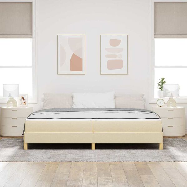 vidaXL Box spring seng med madras Creme 200 x 200 cm Stof