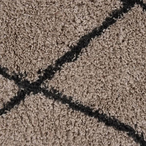 vidaXL shaggy gulvt&aelig;ppe &phi;120 cm h&oslash;je luv beige og antracitgr&aring;