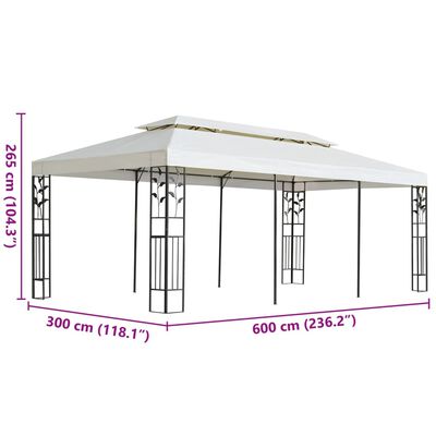 vidaXL pavillon med dobbelttag 6x3 m stål hvid