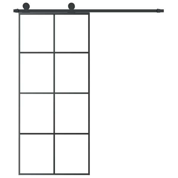 vidaXL skydedør med hardwaresæt 90x205 cm sikkerhedsglas aluminium