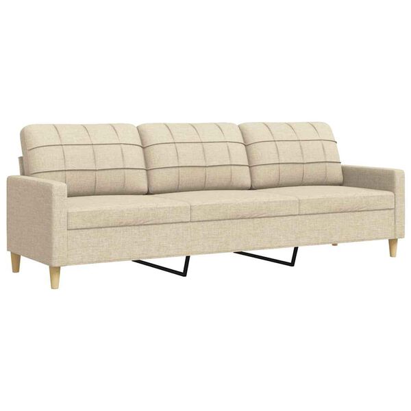 vidaXL 3-personers sofa 210 cm stof cremefarvet