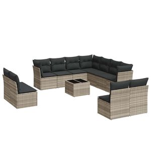 vidaXL sofas&aelig;t til haven 12 dele med hynder polyrattan lysegr&aring;