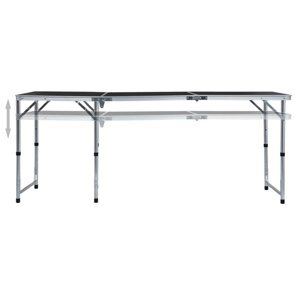 vidaXL foldbart campingbord 180 x 60 cm aluminium grå
