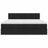 vidaXL Seng med LED -strimmellys med hovedg&aelig;rde Sort 180 x 200 cm Stof