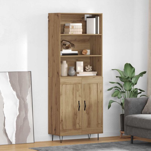 vidaXL Highboard 2 pcs Artisan Egetr&aelig; Konstrueret tr&aelig;