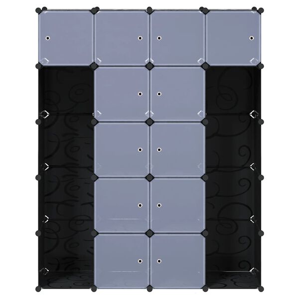 vidaXL modulskab med 14 rum sort og hvid 37 x 146 x 180,5 cm