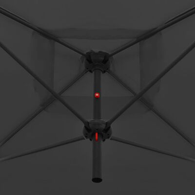 vidaXL dobbelt parasol med stålstang 250x250 cm antracitgrå