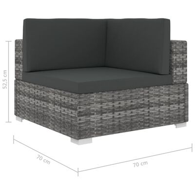 vidaXL loungesæt til haven 6 dele med hynder polyrattan grå