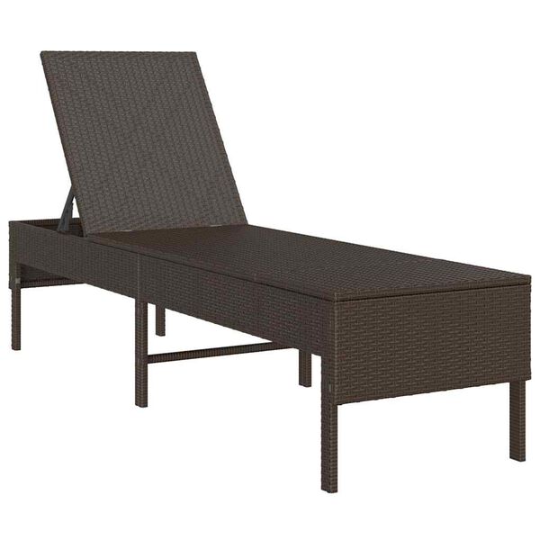 vidaXL liggestol med hynde 55x200x44 cm polyrattan brun