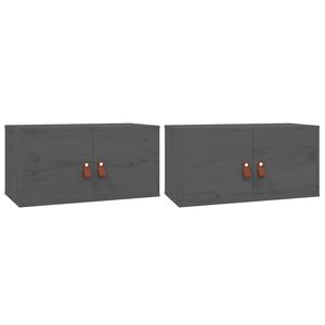 vidaXL v&aelig;gskabe 2 stk. 60x30x30 cm massivt fyrretr&aelig; gr&aring;