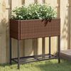 vidaXL plantekasser 2 stk. med hylde 70x28x70 cm polyrattan brun