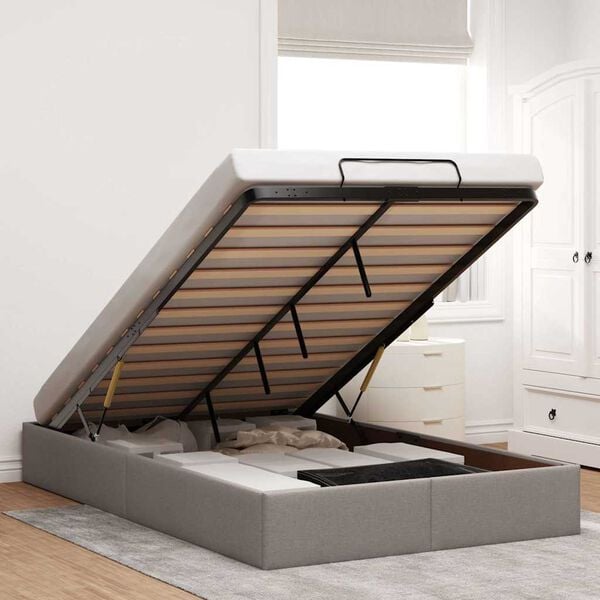 vidaXL osmannisk sengeramme uden madras 120x190 cm stof gr&aring;brun