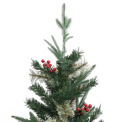 vidaXL juletræ med grankogler 225 cm PVC & PE grøn