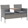 vidaXL 2-personers haveb&aelig;nk med tebord 143 cm polyrattan gr&aring;