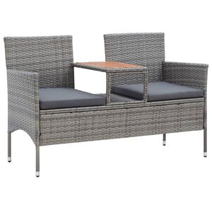 vidaXL 2-personers haveb&aelig;nk med tebord 143 cm polyrattan gr&aring;