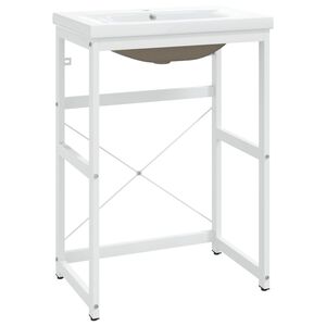 vidaXL indbygget h&aring;ndvask p&aring; stel jern hvid