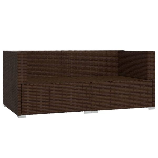 vidaXL 2-personers sofa med hynder polyrattan brun
