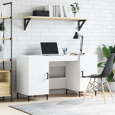 vidaXL skrivebord 140x50x75 cm konstrueret træ hvid