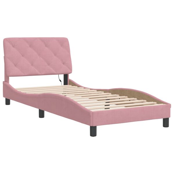 vidaXL sengeramme med LED uden madras 80x200 cm velour pink