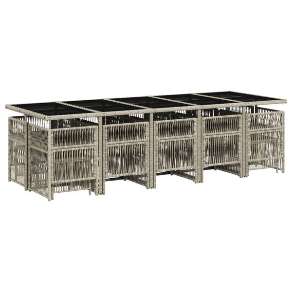 vidaXL spisebordss&aelig;t til haven 15 dele med hynder polyrattan lysegr&aring;