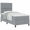 vidaXL Box spring seng med hovedg&aelig;rde Lysegr&aring; 90 x 190 cm Stof