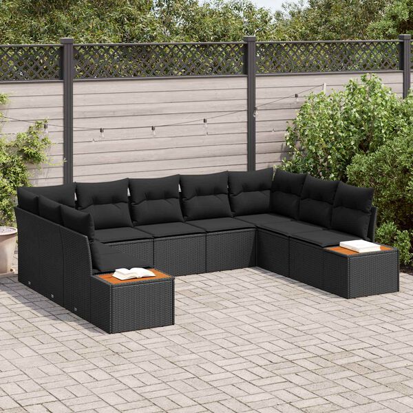 vidaXL Havesofa S&aelig;t med pude med opbevaring 5 pcs Sort Polyrattan