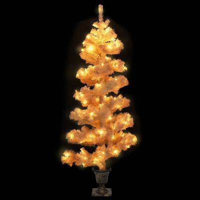 vidaXL juletræ med lys og potte PVC 120 cm hvid