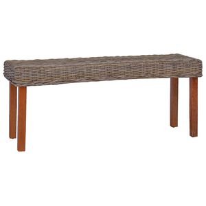 vidaXL b&aelig;nk 110 cm naturlig kubu-rattan massivt mahognitr&aelig;