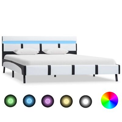 vidaXL sengestel med LED 120 x 200 cm kunstlæder hvid