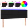 vidaXL sengegavl med LED-lys 144x5x78/88 cm stof sort