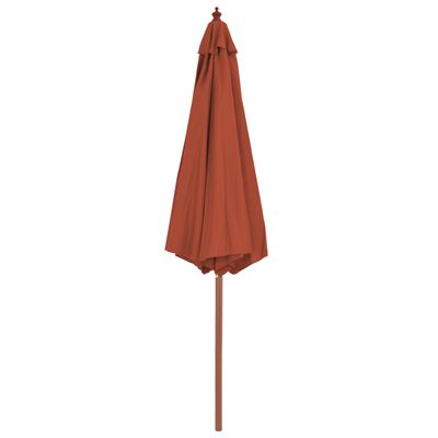 vidaXL udendørs parasol med træstang 300 cm terracottafarvet