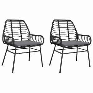 vidaXL havestole 2 stk. med hynder polyrattan sort