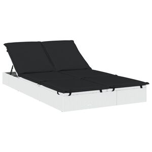 vidaXL 2-personers solseng med hynder polyrattan hvid