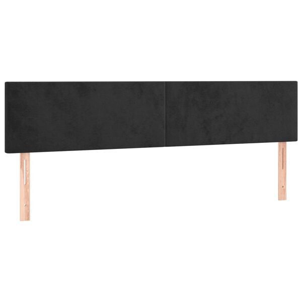 vidaXL sengegavl med LED-lys 160x5x78/88 cm velour sort