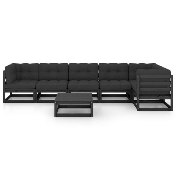 vidaXL lounges&aelig;t til haven 7 dele med hynder massivt fyrretr&aelig;