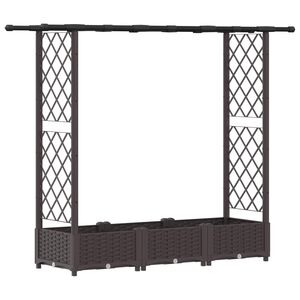 vidaXL H&aelig;vet Bed med Trellis og Tag Brun 164 x 40 x 121 cm PP