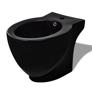 vidaXL Bidet rund sort keramik