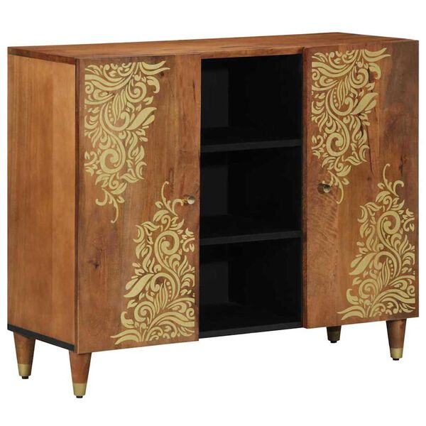vidaXL Sideboard med hylde Brun 90 x 33 x 75 cm Massivt mangotræ