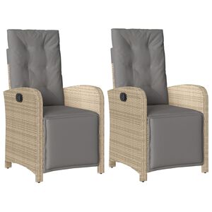 vidaXL havestole 2 stk. l&aelig;nefunktion og fodst&oslash;tte polyrattan beige