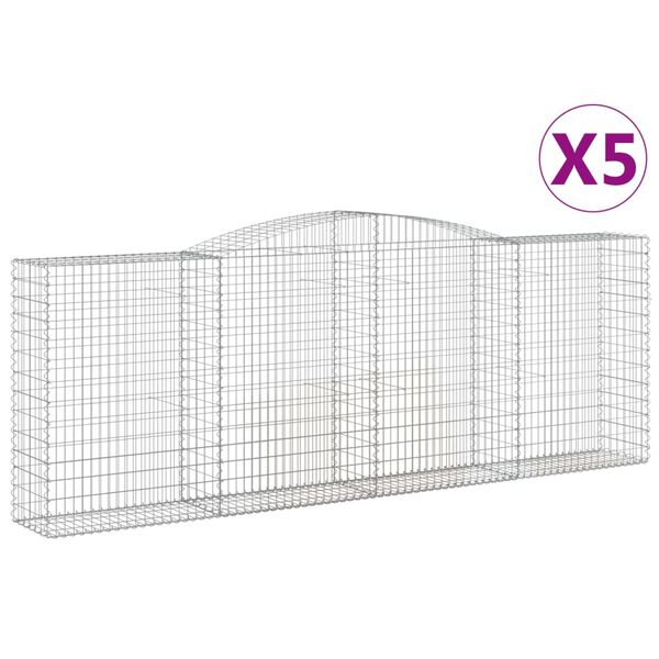 vidaXL buede gabionkurve 5 stk. 400x50x140/160 cm galvaniseret jern