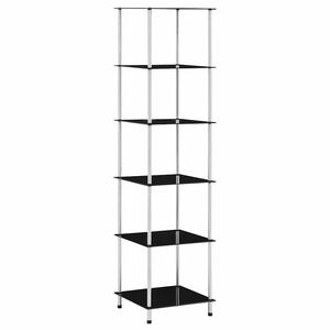vidaXL reol 6 hylder 40x40x160 h&aelig;rdet glas sort