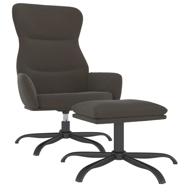 vidaXL l&aelig;nestol med skammel mikrofiberstof m&oslash;rkegr&aring;