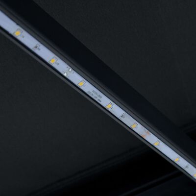 vidaXL foldemarkise med vindsensor og LED 450x300 cm antracitgrå