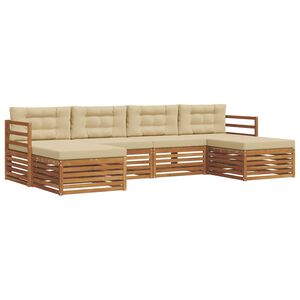 vidaXL Sofas&aelig;t med pude 6 pcs Naturlig og Beige Massivt Akacietr&aelig;