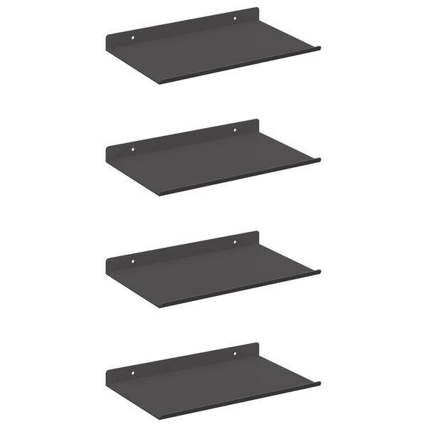 vidaXL Sv&aelig;vende hylde V&aelig;gmonteret 4 pcs Sort 30 x 18 x 2,5 cm St&aring;l